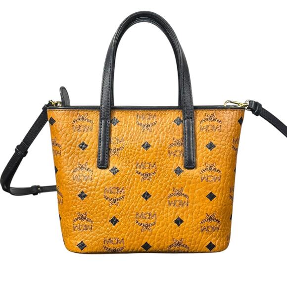 MCM Anya Zip Top Leather Mini Shopper Crossbody Handbag - Picture 3 of 14